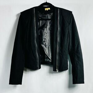 Piko 1988 Women’s Sz M Black 50% Wool Long Sleeve Zipper Accent Blazer Jacket